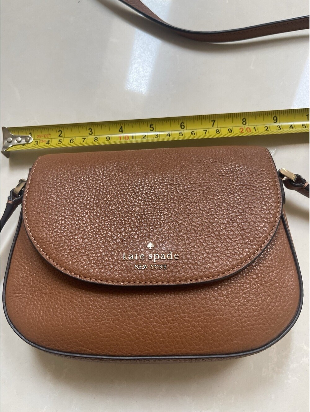 Kate Spade Women's Brown Pebbled Leather Flap Adjustable Crossbody Bag